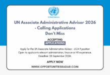 UN Associate Administrative Advisor 2026