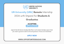 UN University (UNU) Remote Internship 2026 with Stipend UN University (UNU) Remote Internship 2026
