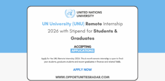 UN University (UNU) Remote Internship 2026