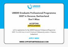 UNIDIR Graduate Professional Programme 2027 in Geneva (Paid) UNIDIR Graduate Professional Programme 2027