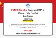 USTC Internship Program 2027 in China – Fully Funded USTC Internship Program 2027 in China