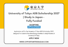University of Tokyo ADB Scholarship 2027 | Study in Japan – Fully Funded University of Tokyo ADB Scholarship 2027