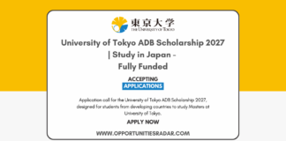 University of Tokyo ADB Scholarship 2027