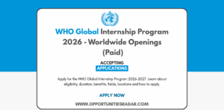 WHO Global Internship Program 2026