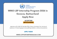 WMO LSP Internship 2026 in Geneva, Switzerland | Apply Now WMO LSP Internship 2026