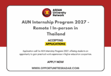 AUN Internship Program 2027 – Remote | In-person in Thailand AUN Internship Program 2027