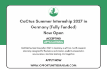 CaCtus Summer Internship 2027 in Germany (Fully Funded) CaCtus Summer Internship 2027 in Germany