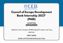 Council of Europe Development Bank Internship 2027 (PAID) Council of Europe Development Bank Internship 2027