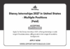 Disney Internships 2027 in United States