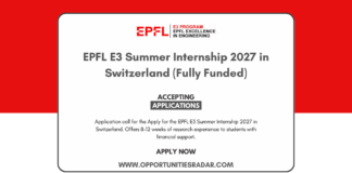 EPFL E3 Summer Internship 2027