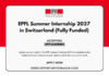 EPFL Summer Internship 2027 in Switzerland
