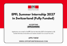 EPFL Summer Internship 2027 in Switzerland (Fully Funded) EPFL Summer Internship 2027 in Switzerland