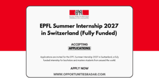 EPFL Summer Internship 2027 in Switzerland