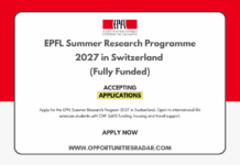 EPFL Summer Research Programme 2027