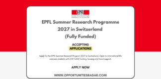 EPFL Summer Research Programme 2027