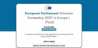 European Parliamant Schuman Traineeship 2027