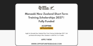Manaaki New Zealand Short Term Training Scholarships 2027