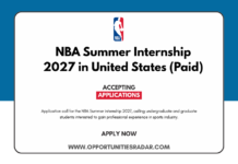 NBA Summer Internship 2027 in United States