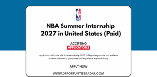 NBA Summer Internship 2027 in United States