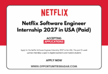 Netflix Software Engineer Internship 2027 in USA (Paid) Netflix Software Engineer Internship 2027