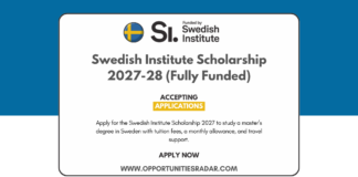 Swedish Institute Scholarship 2027-28 (Fully Funded)