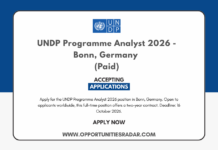 UNDP Programme Analyst 2026 – Bonn, Germany (Paid) UNDP Programme Analyst 2026 - Bonn, Germany (Paid)