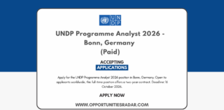 UNDP Programme Analyst 2026 - Bonn, Germany (Paid)