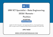 UNV ICT Specialist – Data Engineering 2026